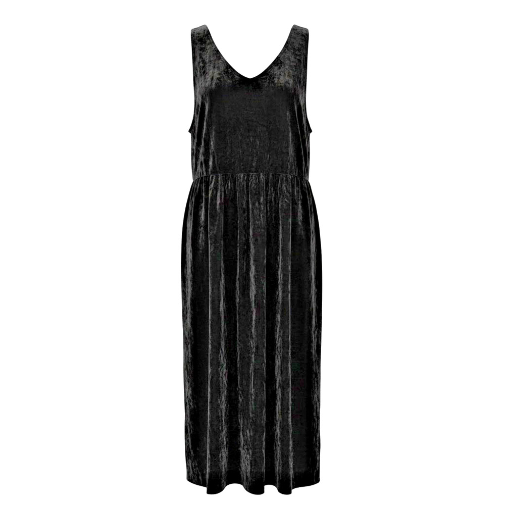 Vintage Coldwater Creek Black Crushed Velvet Button Front Dress Large Boho Maxi - Picture 7 of 12